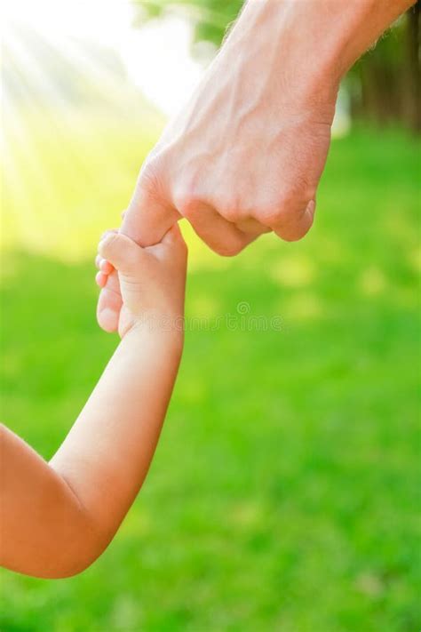 Les Mains De Parents Heureux Et D Enfants En Plein Air Dans Le Parc