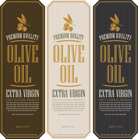 Juego De Etiquetas Para Aceites De Oliva Vector Premium