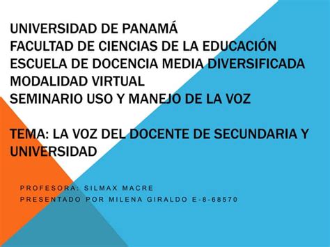 Trabajo Final La Voz Del Docente Ppt