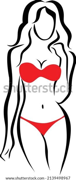 Chica caliente Bikini Rojo Forma de vector de stock libre de regalías 2139498967 Shutterstock