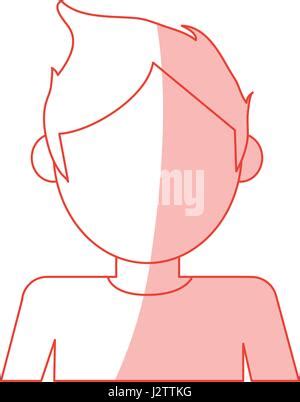 Red Silhouette Shading Caricature Faceless Woman With Casual Clothing