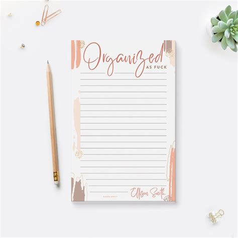 Organized As Fuck Notepad Funny Notepad Planner Organizer Personalized Writing Pad Organized