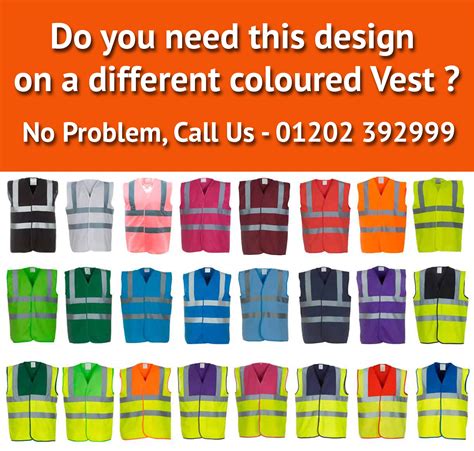 Printed Hi Vis Waistcoat Tabard Safety Vest Colours Custom Print Logo Or Text Simply Hi Vis