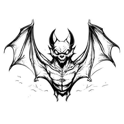 Halloween scary bat flying sketch closeup | Premium AI-generated vector