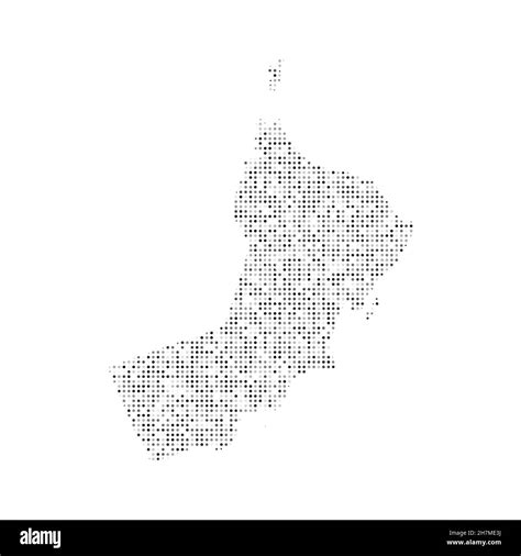 Abstract Dotted Black And White Halftone Effect Vector Map Of Oman