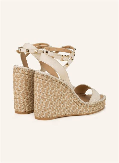 Valentino Garavani Wedges Rockstud Mit Nieten In Creme