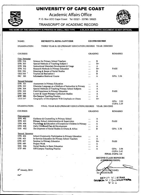 University Of Cape Coast Transcript Request