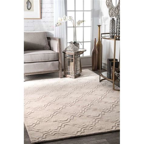 Alonza Geometric Handmade Tufted Wool Ivory Area Rug Area Rugs Rugs