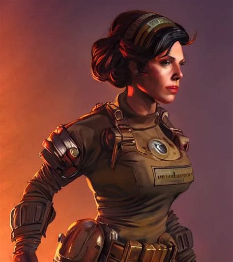 Fallout Concept Art Brunette Female Enclave Officer Stable Diffusion