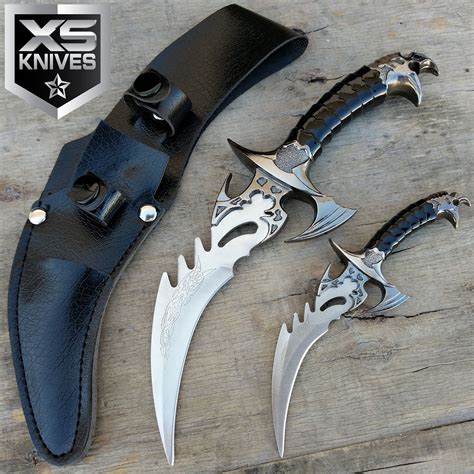 2pc Set Draco Twin Fantasy Dagger Stainless Steel Fixed Blade Knives W