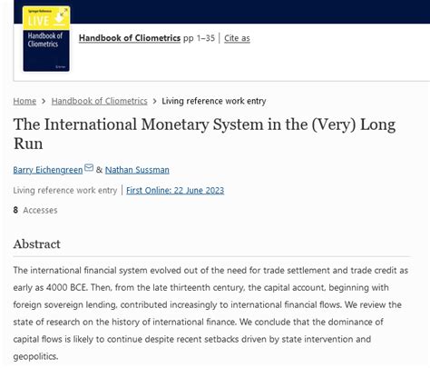 Barry Eichengreen On Twitter The International Monetary System In