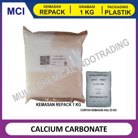 Jual Calcium Carbonate Food Grade Caco3 200 Mesh Repack 1 Kg Shopee