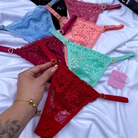 Calcinha Paixão Lingerie Colorida Rendada Fio Dental Com Detalhes Coração Shopee Brasil