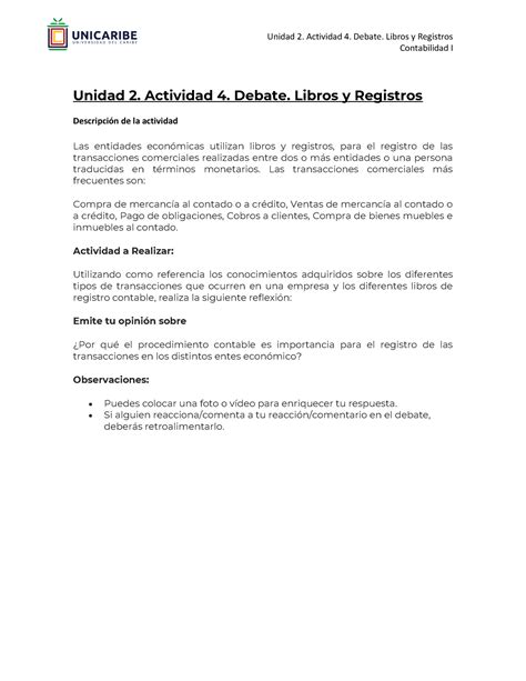 Unidad 2 Actividad 4 Debate Libros Y Registros Unidad 2 Actividad 4 Debate Libros Y