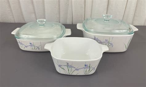 Corning Ware Casseroles Dishes In Shadow Iris Pattern Etsy