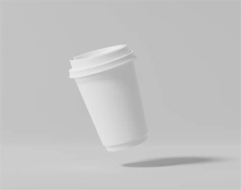 Premium Photo White Paper Coffee Cup Mockup Realistic Round Package