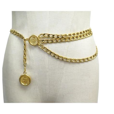 Medaillon NEW VINTAGE CHANEL CHAIN BELT 3 ROWS MEDALLION LOGO CC T 65