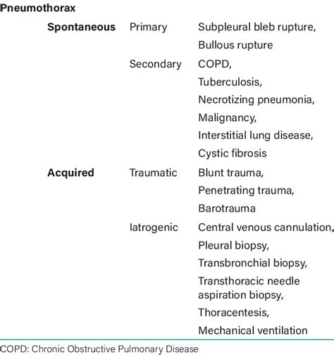 Pneumothorax Classification And Causes Download Scientific Diagram