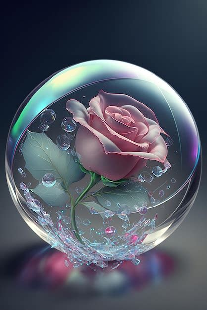 Premium Ai Image There Is A Rose In A Bubble With Water Bubbles On