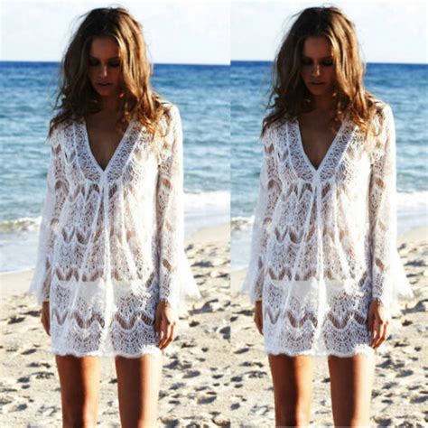 Hot 2019 Women Lace Crochet Bikini Cover Up Sheer Hollow Out Sexy Solid