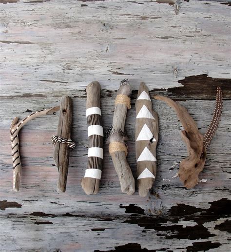 Natural Painted Driftwood Sticks Beach Home Decor Driftwood Decor