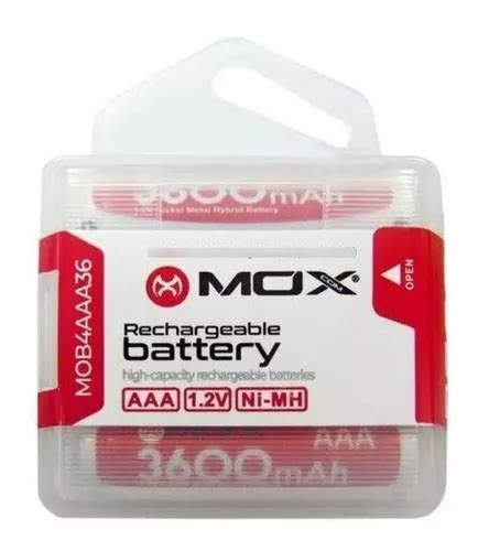 Pilha Recarregável 3600mah Tamanho Aa Mox 04 Unid Parcelamento