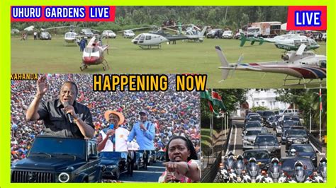 Live Raila Uhuru Matiang I Lands With Helcopters At Uhuru