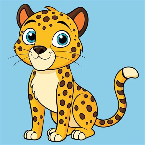 Um Desenho De Desenho Animado De Um Leopardo Fundo Azul Vetor Premium