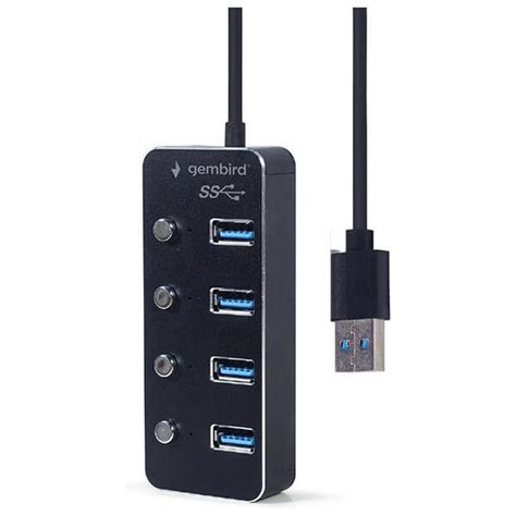 Gembird USB 3 1 Powered 4 Port HUB With Switches Black Usb Hub PER