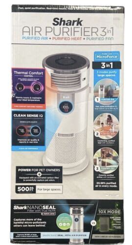 Shark 3 In 1 Air Purifier Heater Fan With NanoSeal HEPA HC450 White