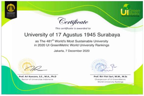 Eco Campus Sejak 2018, Untag Peringkat 481 Internasional Green Metric - Suara Surabaya