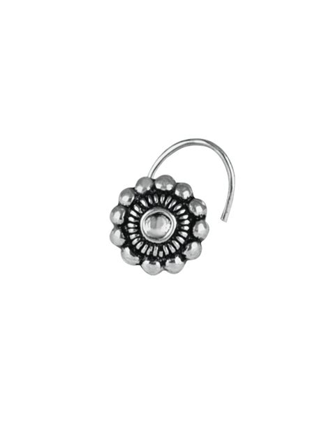 Abhooshan Pure 92 5 Sterling Oxidized Silver Tribal Look Flower Shape