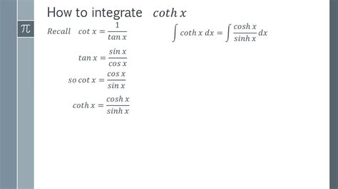 How To Integrate Cothx Easily With Simple Substitutions YouTube