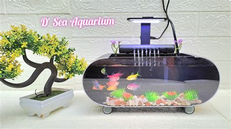 Aquarium Mini Led Acrylic Pvc Air Mancur Unik Murah Fullset Lengkap