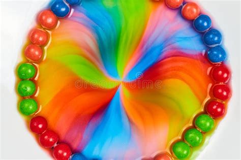 Skittles Rainbow Sugar Candy In Water Color Circle Background Asset