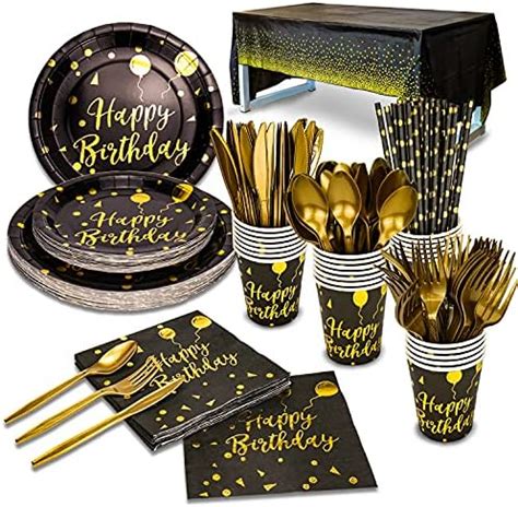 Amazon Black And Gold Party Items Disposable Party Tableware