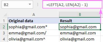 Excel Remove First Or Last Characters From Left Or Right