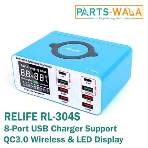 Relife RL-304S High Power 8 Port Fast USB Wireless Charger Station LED ...