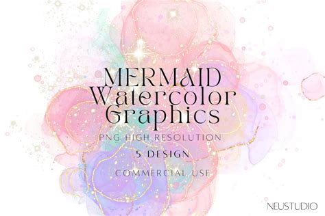 Mermaid Watercolor Background Png Gr Fico Por Neustudio Creative Fabrica