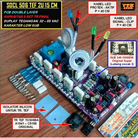 Jual KIT Driver Power Amplifier SOCL 506 TEF 2U 15 Cm 5 Set TR Final