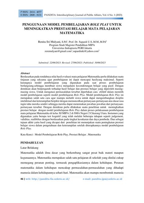 PDF Penggunaan Model Pembelajaran Role Play Untuk Meningkatkan