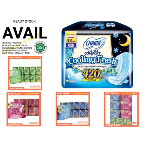 Jual Charm Cooling Fresh Pantyliner Hijau Day Use Biru Night Use