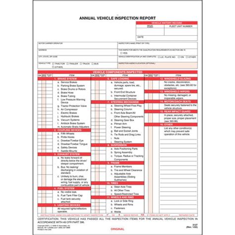 Annual Vehicle Inspection Report