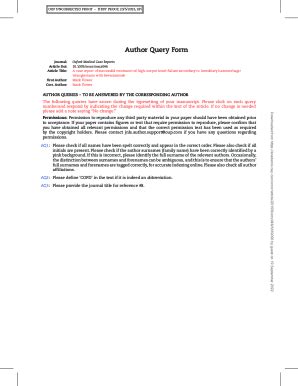 Fillable Online Author Query Form Semantic Scholar Fax Email Print