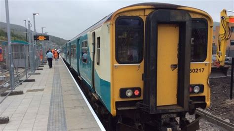 Railscot First Train To Arrive At New Station In Ebbw Vale Bbc News