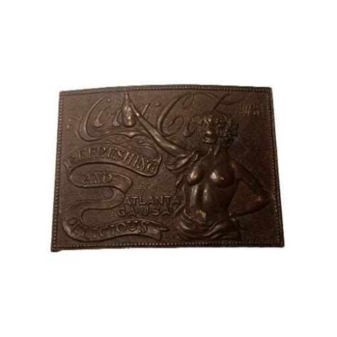 Vintage Coca Cola Nude Lady Tiffany Foundry Atlanta Ga Solid Brass Belt Buckle