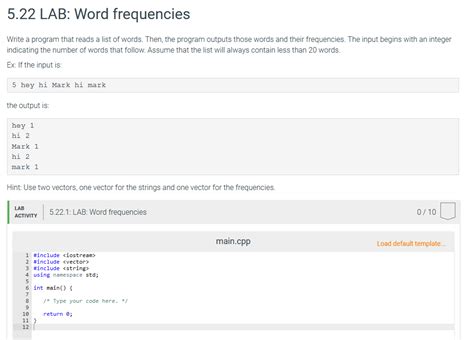 Solved 522 Lab Word Frequencies Write Program Reads List Words Program Outputs Words