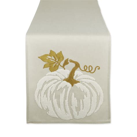 White Pumpkin Embroidered Table Runner 14 X 70 From Vaillancourt