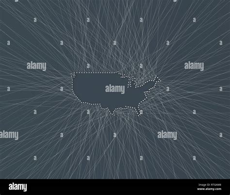 United States Map Composed Of Lines Technology Network Communication