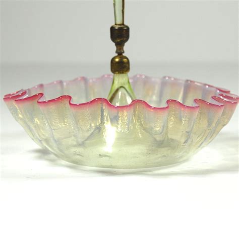 Antique English Victorian Pink Vaseline Glass Epergne For Sale At Pamono